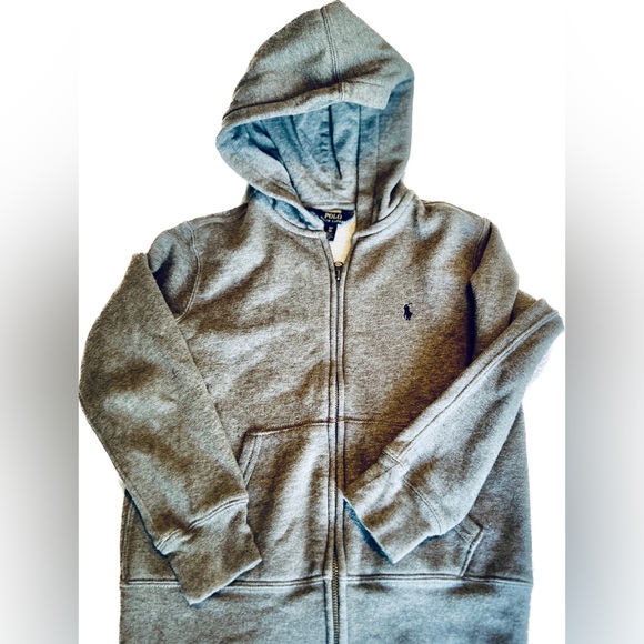 Polo Ralph Lauren Boys Long Sleeve Full Zip Hoodie Size 8  Heather Gray - Picture 3 of 6
